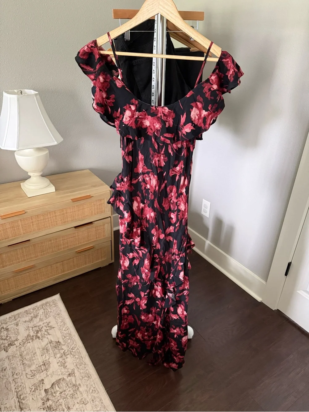 NEW a new day Black Dress with Pink and Red Floral Pattern‎ Size S